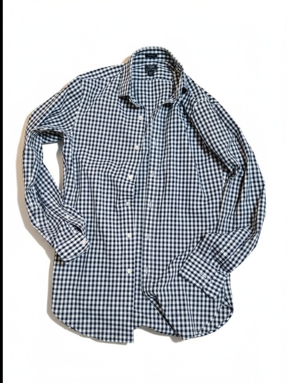 J. Crew Men's Navy & White Gingham Dress Shirt